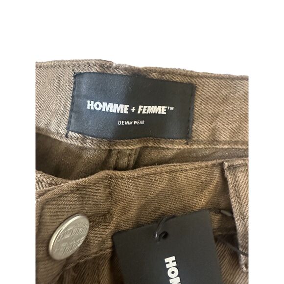 HOMME+FEMME LA - Tan Denim wide leg pants - Size 42 - new with tags - Picture 3 of 7